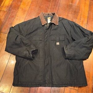 VTG Carhartt Jacket Coat 0C0003-M Black Loose Fit Duck Insulated Mens 2XL